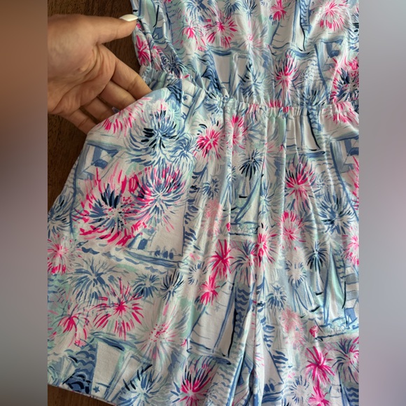 Lilly Pulitzer Lala Romper SZ XS Crew Blue Tint Sea To Shining Sea - Picture 9 of 16